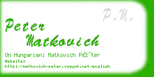 peter matkovich business card